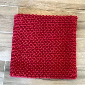 Crate & Barrel Bergen Red knit crochet pillow cover